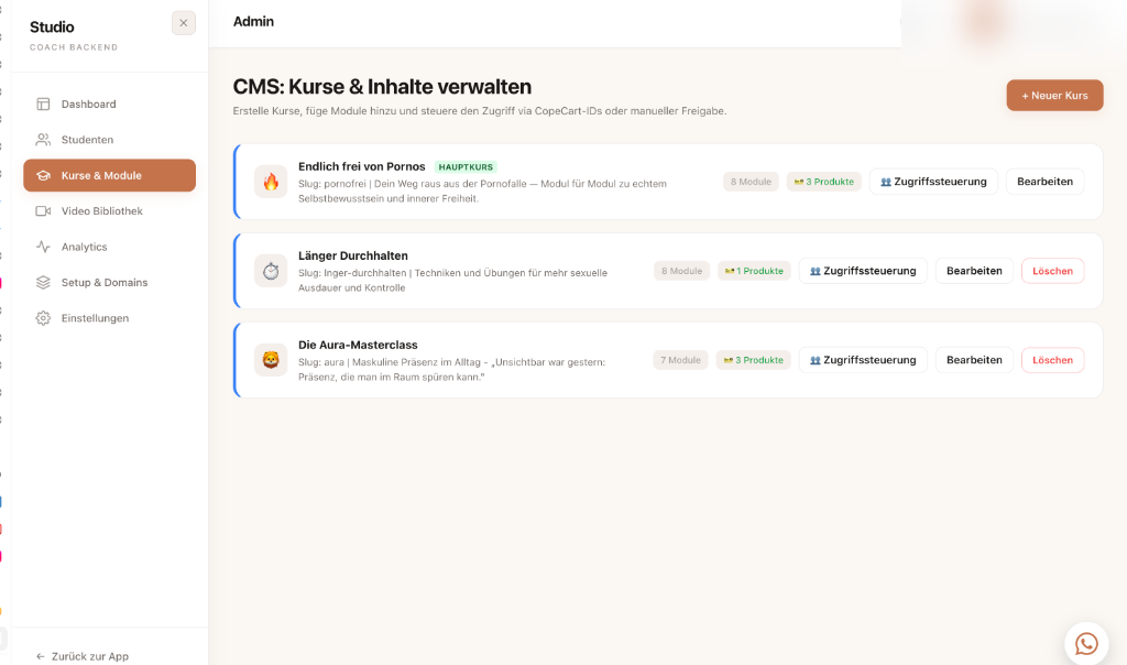 Kurs-Manager Backend