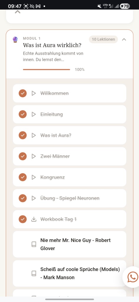 Mobile Modul- und Lektionsliste